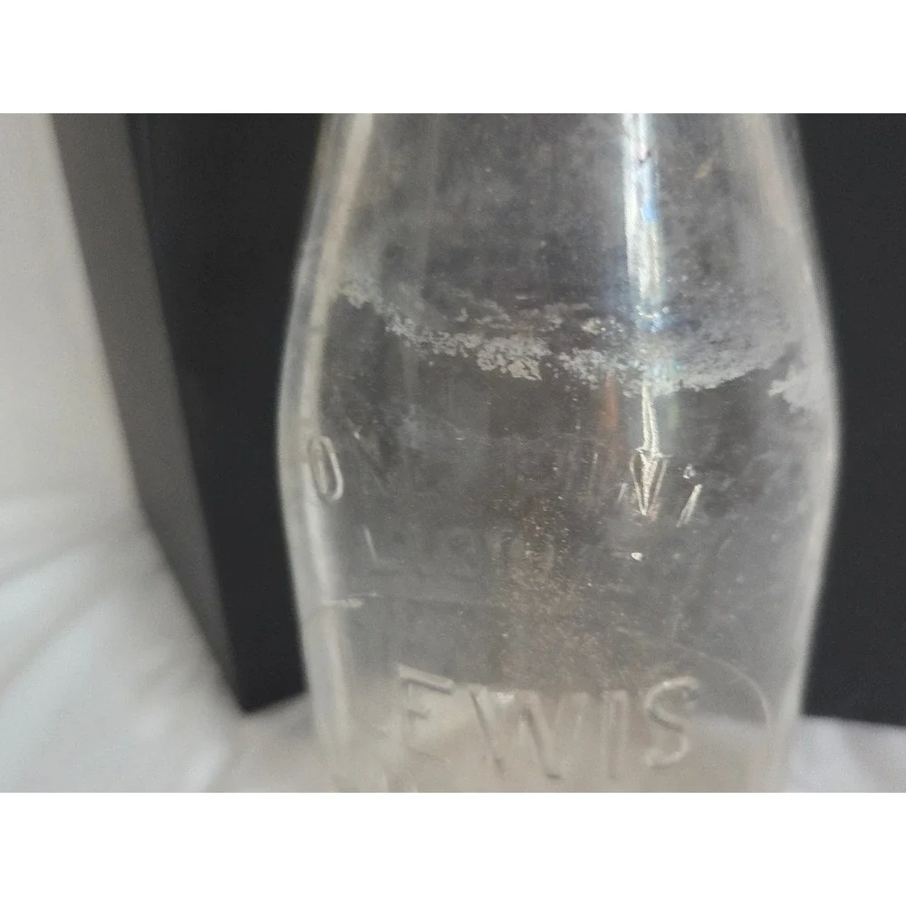 Vintage Lewis Dairy Auburn NY One Pint Liquid Glass Milk Bottle Farmhouse Decor